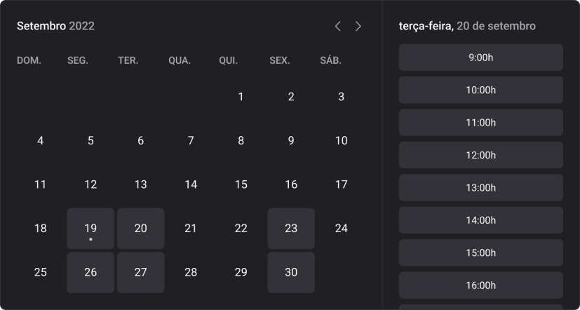 Calendário simbolizando aplicação funcionando